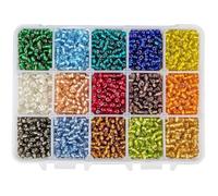 PH PandaHall 3300pcs Glass Seed Beads, 15 Colours 4mm Beads Mini Spacer Czech Bead Waist Embroidery Bead for DIY Crafts Necklace Bracelet Sunglass Chain Christmas Jewellery Making, Hole 1.5mm