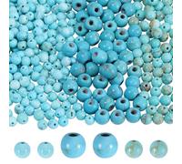PH PandaHall 337PCS Synthetic Turquoise Beads 2/3/4mm Round Stone Beads Cracked Turquoise Bead Blue Texture Natural Gemstone Bead for Jewelry Making Bracelet Necklace Earrings DIY Craft Finding