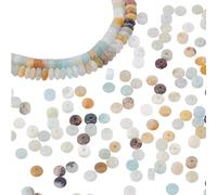 PH PandaHall 342pcs Natural Stone Spacer Beads 2 Strands Amazonite Stone Beads Flat Round Semi Gemstone Loose Disk Spacer Beads for Beading Bracelet Earrings Necklace Jewellery Making, 4mm