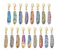 PH PandaHall 34pcs 17 Colours 2 inch Feather Charms with Lobster Claw Clasps Long Feather Pendants Charms Alloy Enamel Pendants Plumage Charm for DIY Earring Bracelet Dreamer Catcher Jewellery