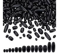 PH PandaHall 350pcs 7 Sizes Oval Wood Beads Black Barrel Wooden Beads Macrame Beads Hair Braid Beads Wood Spacer Loose Beads for Bracelet Jewellery Making DIY Crafts Home Decor, 4/5/6/7/8/10mm