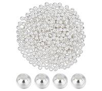 PH PandaHall 350pcs 925 Sterling Silver Plated Round Beads 5mm Seamless Smooth Beads Metal Round Ball Bead Brass Loose Spacer Bead for Jewellery Making Bracelet Necklace Earring DIY Crafts