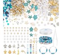 PH PandaHall 3595pcs Ocean Theme Beads Kits Starfish Beads Letter Beads Dolphin Shell Charms Turtle Mermaid Pendant Star Heart Bead 6mm Polymer Clay Bead for Jewellery Making Bracelet Necklace Earring