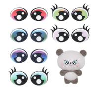 PH PandaHall 36 Pairs 2 Styles Felt Eyes with Lashes, Colourful Oval Eye Kawaii Felt Eye Crochet Patches Amigurumi Craft Eyes for Plush Puppet Teddy Bear Crochet Animals Crafts Making, Mixed Colours