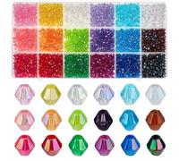 PH PandaHall 3600pcs 4mm Crystal Beads for Jewellery Making, 18 Colors Acrylic Faceted Bicone Beads Transparent Pastel AB Color Bead for Bracelet Necklace Earring Jewellery Making and DIY Craft