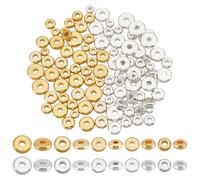 PH PandaHall 360pcs 5 Sizes Spacer Beads Flat Round Beads Heishi Bead Disc Rondelle Spacer Bead for Stackable Necklace Bracelet Jewellery Making DIY Crafts, 4/5/6/7/8mm, Golden/Silver