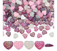 PH PandaHall 360Pcs Heart Cabochons 4 Colors Rhinestones Flat Back Beads Pink White Love Rhinestone Charms Shiny Resin Cabochon for Mother's Day Jewellery Making DIY Scrapbooking Phone Case