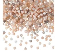 PH PandaHall 364pcs Natural Stone Beads, 2 Strands 2 mm Moonstone Spacer Beads Faceted Round Loose Stone Bead Moonstone Cube Bead for DIY Crafts Necklace Bracelet Yoga Jewellery Making