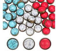 PH PandaHall 36PCS 3 Colors Slider Beads 12mm Synthetic Turquoise Links Blue White Red Stone Buckles Flat Round Leather Cord Sliders Antique Bronze Slide Spacers for Jewelry Making Bracelet Belt