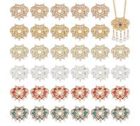 PH PandaHall 36pcs 6 Colours Chandelier Component Links Charms, Vintage Earring Chandelier Filigree Pendants Findings Cloud with Connector Cabochon Settings for Craft Jewellery Making, 3.7x4.1cm