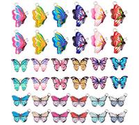 PH PandaHall 36pcs Butterfly Charm, 18 Colors 3 Styles Enamel Butterfly Pendants Colorful Animal Pendant for DIY Craft Zip Pull Tab Earring Bracelet Necklace Keychains Knitting Jewellery Making