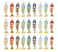 PH PandaHall 36pcs Enamel Fish Charms for Jewellery Making Ocean Pendant | 9 Colour Beach Lucky Boho Fish Charms for Summer Minimalist Necklaces Jewellery Gift DIY Crafts, 3.1cm Length
