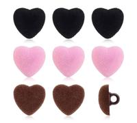 PH PandaHall 36pcs Flocking Safety Noses Buttons Pink Heart Noses Black Brown Animal Craft Nose Velvet Heart Sewing Crafting Nose Buttons for Amigurumi Animals Sewing Crafting Crochet, 15x15.5 mm
