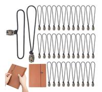 PH PandaHall 36pcs Travelers Notebook Elastic Bands, Retro Elastic Straps Stretchy Notebook Journal Cord Bands with Flower Beads for Planner Bookmark Travelers Journal Home Office Supplies, Black