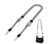 PH PandaHall 39 inch Rope Purse Strap, 29mm Round Rope Bag Strap Black & White Striped Bag Handle Replacement Long Handbag Handle with Platinum Buckles for DIY Crossbody Bags Shoulder Bags