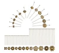 PH PandaHall 392pcs Ball Pins with Spacer Beads Kit Flower Bead Caps Head Pin for Jewellery Making Brass Ball Pins with Flower Spacer Beads for Earring Bracelet Necklace Pendant DIY Crafts