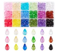 PH PandaHall 396pcs Teardrop Crystal Beads for Jewellery Making, 18 Colors Acrylic Faceted Beads 12x8mm Transparent Gem Bead Loose Bead for Bracelet Necklace Earring Jewellery Making and DIY Craft