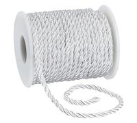 PH PandaHall 3mm 21.9 Yards White Twisted Cord, 3 Layers Braided Cord with Spool Decorative Twisted Satin Glitter Rope Braided Cord for Curtain Tieback Gift Bag Rope Handles Handbag Handles DIY Making