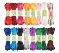 PH PandaHall 3mm Satin Nylon String 16 Colors Rattail Silk Cord 160 Yards Silk Bracelet String Beading String for Friendship Bracelet Necklace Chinese Knot Macramé Trim Dream Catchers Braid Hair