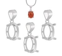 PH PandaHall 3pcs 925 Sterling Silver Blank Bezel Pendant Trays 8x12mm Oval Bezel Frame Tray Setting Pendant Charm Gemstone Support for Cabochon Gems for DIY Necklaces Jewellery Crafts Making
