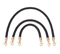 PH PandaHall 3pcs Black Braided Leather Bag Strap Purse Handle Replacement, Handbag Shoulder Strap with Gold Spring Buckle for DIY Handbag Underarm Bag Tote Purse Making, 12/15/23inches