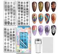 PH PandaHall 3pcs Boho Pattern Nail Stamping Plates Mysterious Floral Pattern Nail Art Templates Flower Leaf Manicure Art Stencils Ethnic Nails Design Stamp for Women Manicures Salon DIY Printing