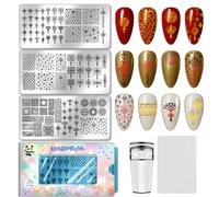 PH PandaHall 3pcs Chinese Knot Nail Stamp Plate New Year Nails Stamper Chinese Style Manicures Art Template Window Lattice Nail Image Platefor Women DIY Manicures Salon Decoration