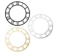 PH PandaHall 3pcs Clock Acrylic Mirror Wall Stickers, 3 Colors Self Adhesive Roman Numbers Decorative Modern Art Clock Decal for Wall Living Room Bedroom Office Home Decoration, 20cm