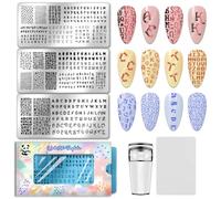 PH PandaHall 3pcs English Letter Nail Stamping Plates Alphabet Nails Image Plates Personalized Fonts Manicure Art Templates Graffiti Letter Nail Art Stencils for Women Nails Design DIY Printing