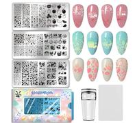 PH PandaHall 3pcs Fruit Nail Stamping Plates Pinnapple Stawberry Nail Design Stamp Banana Peach Nails Art Templates Stainless Steel Nails Template for Women Manicures Salon Printing Accessories
