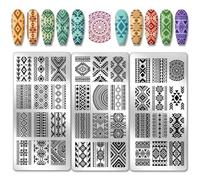 PH PandaHall 3pcs Geometric Texture Nail Art Stamping Plate, 36 Patterns Bohemia Nail Stamp Plate Aztec Nail Art Stencils Stainless Steel Nail Image Plate for DIY Print Manicure Salon Nail Design