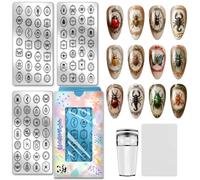 PH PandaHall 3pcs Insect Nail Stamping Plates Butterfly Dragonfly Nail Art Plates Beetle Spider Bee Nails Image Plates Gothic Style Nails Art Templates for Women Manicures Salon DIY Printing Design