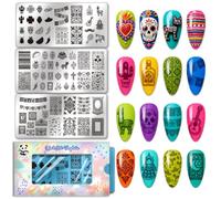 PH PandaHall 3pcs Mexican Folk Style Nail Stamping Plates, Exotic Skull Banner Cacti Nail Art Stencils Traditional Mexican Stainless Steel Image Plates for Women DIY Print Manicures Salon Design