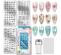 PH PandaHall 3pcs Moroccan Pattern Nail Stamping Plates, Geometric Mosaic Nail Art Templates Exotic Retro Stainless Steel Image Plate Art Stencils for DIY Print Manicures Salon Design Supplies