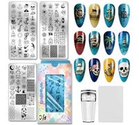 PH PandaHall 3pcs Nautical Treasure Nail Stamping Plate Anchor Lighthouse Nail Arts Stencils Pirate Nails Stamper Ocean Life Nail Image Plates for Ocean Lover Women Manicure Salon Design Print