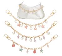 PH PandaHall 3pcs Ocean Theme Purse Chain 28cm Short Bag Chain Replacement Golden Purse Handle Extender with Enamel Starfish Pearl Charm Decorative Chains for Handbags Wallet Bags