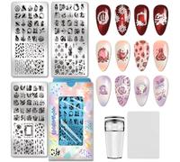 PH PandaHall 3pcs Raven Rose Nail Stamping Plates Candlestick Feather Nail Art Templates Gothic Style Nails Image Plates Decorative Borders Nails Design Stamp for Women Manicures Salon Decorations