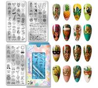 PH PandaHall 3pcs Rio de Janeiro Carnival Nail Stamping Plate Brazilian Carnival Nail Art Templates Feather Nails Image Plates Musical Instrument Nails Art Stencils for Women Manicures Design