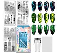 PH PandaHall 3pcs Sci-Fi Elements Nail Stamping Plates Punk City Nail Art Templates Sci-Fi Circuit Board Manicure Art Stencils Robotic Geometric Nails Design Stamp for Women Print Manicures Salon
