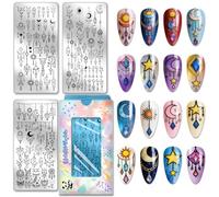 PH PandaHall 3pcs Star Moon Dream Catcher Nail Stamping Plates Pendant Chain Nails Art Stencils Crystal Suncatcher Nail Art Templates Bohemian Nail Stamper Plate for Women Manicures Salon Design Print