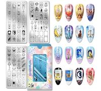 PH PandaHall 3pcs Tarot Cards Nail Stamping Plates Sun Moon Stars Nail Art Templates Magic Crystal Nails Art Stencils Butterfly Candle Nails Design Stamp for DIY Women Manicures Salon Printing