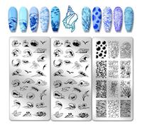 PH PandaHall 3pcs Waves Nail Art Templates, 62 Patterns Bubbles Shell Nail Stamping Plate Ocean Sea Waves Nails Art Stencils Nails Image Plates for Summer Manicure Salon Design Print