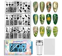 PH PandaHall 3pcs Wild Animals Nail Stamping Plates Birds Nails Art Templates Tigers Elephants Nails Art Stencils Butterfly Snakes Nail Image Plates for Women DIY Manicures Salon Design Printing