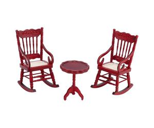 PH PandaHall 3pcs Wooden Miniature Furniture 1:12 Scale Mini Rocking Chair End Table Tiny House Accessories Tea Table Model for Living Room Home Scene Decoration Craft Displays