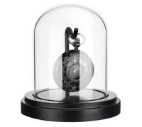 PH PandaHall 3x4 inch Pocket Watch Display Case Watch Glass Display Dome Cloche, Black Dome Cloche Wooden Base with Metal Hook for Pocket Watch Medals Collectibles Photos Ornaments