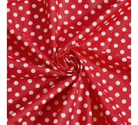 PH PandaHall 3yd x 61in Cotton Fabric White Polka Dot Pattern Red Fabric