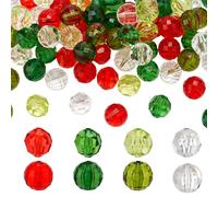 PH PandaHall 4 Colors Red Green Beads 20mm Faceted Beads 80pcs Round Transparent Beads Craft Beads Acrylic Spacer Beads for Jewellery DIY Bracelets Hair Rope Christmas Decoration