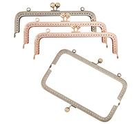 PH PandaHall 4 Pack Metal Purse Frame Kiss Clasp Lock 20cm/7.8inch Squared Bag Clutch Frame for DIY Craft Purse Bag Making, Antique Bronze/Light Gold