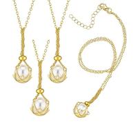 PH PandaHall 4 Packs Pearl Cage Pendant Brass Pendant Mounting Setting Necklace Holder with Adjustable Extension Chain Empty Cage Charm for Women Necklaces Jewellery Making DIY Gift Decoration