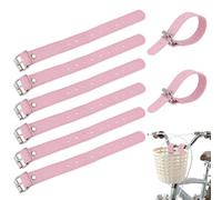 PH PandaHall 4 Pairs Bike Basket Straps, PU Leather Strap Leather Leash Bicycle Buckles Adjustable Handle Bars Strap Belt for Bike Front Basket Bicycle Basket, Lavender Blush, 7.9x1inch